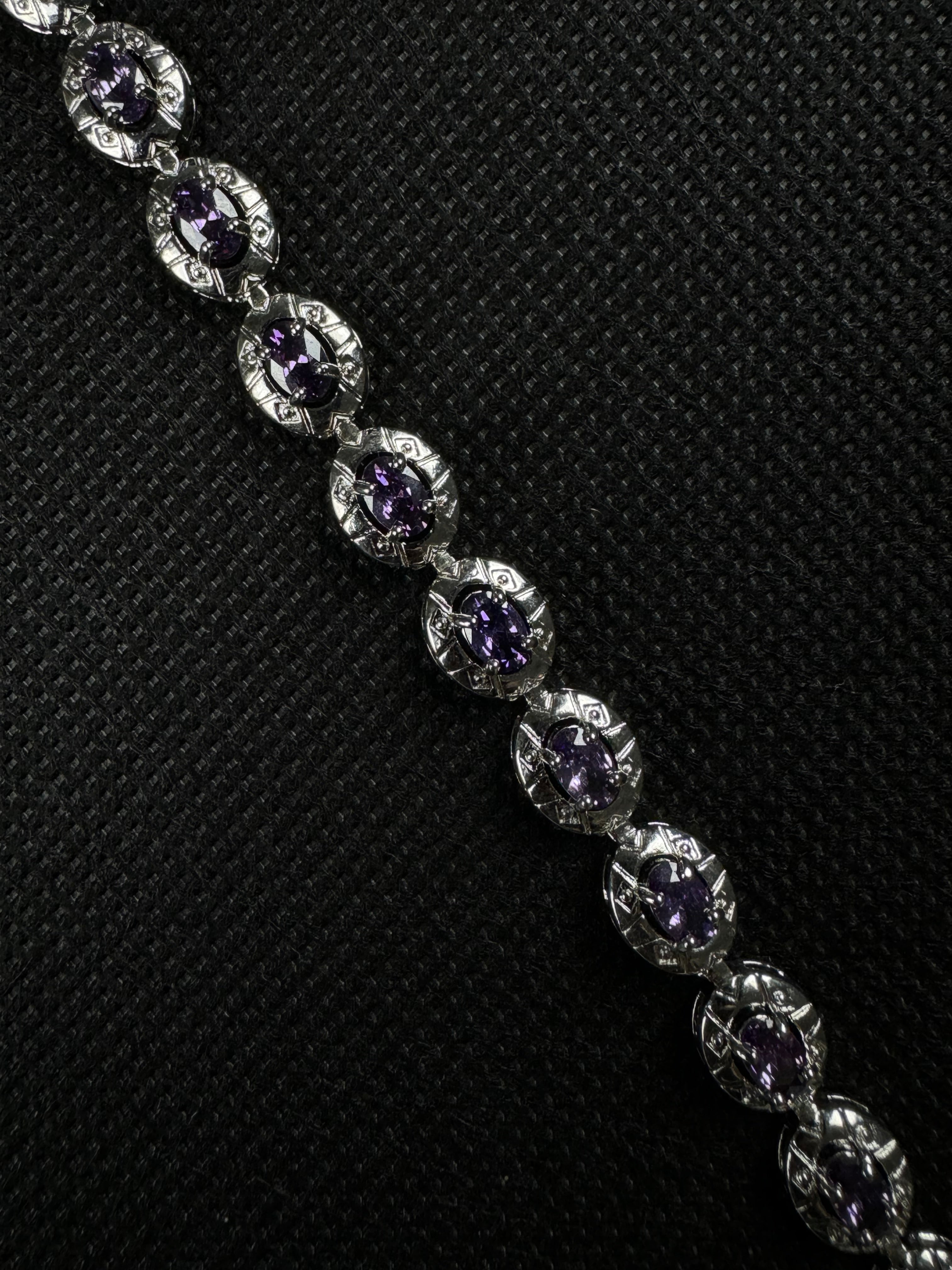 Gemstone Bracelet (Purple/Silver)