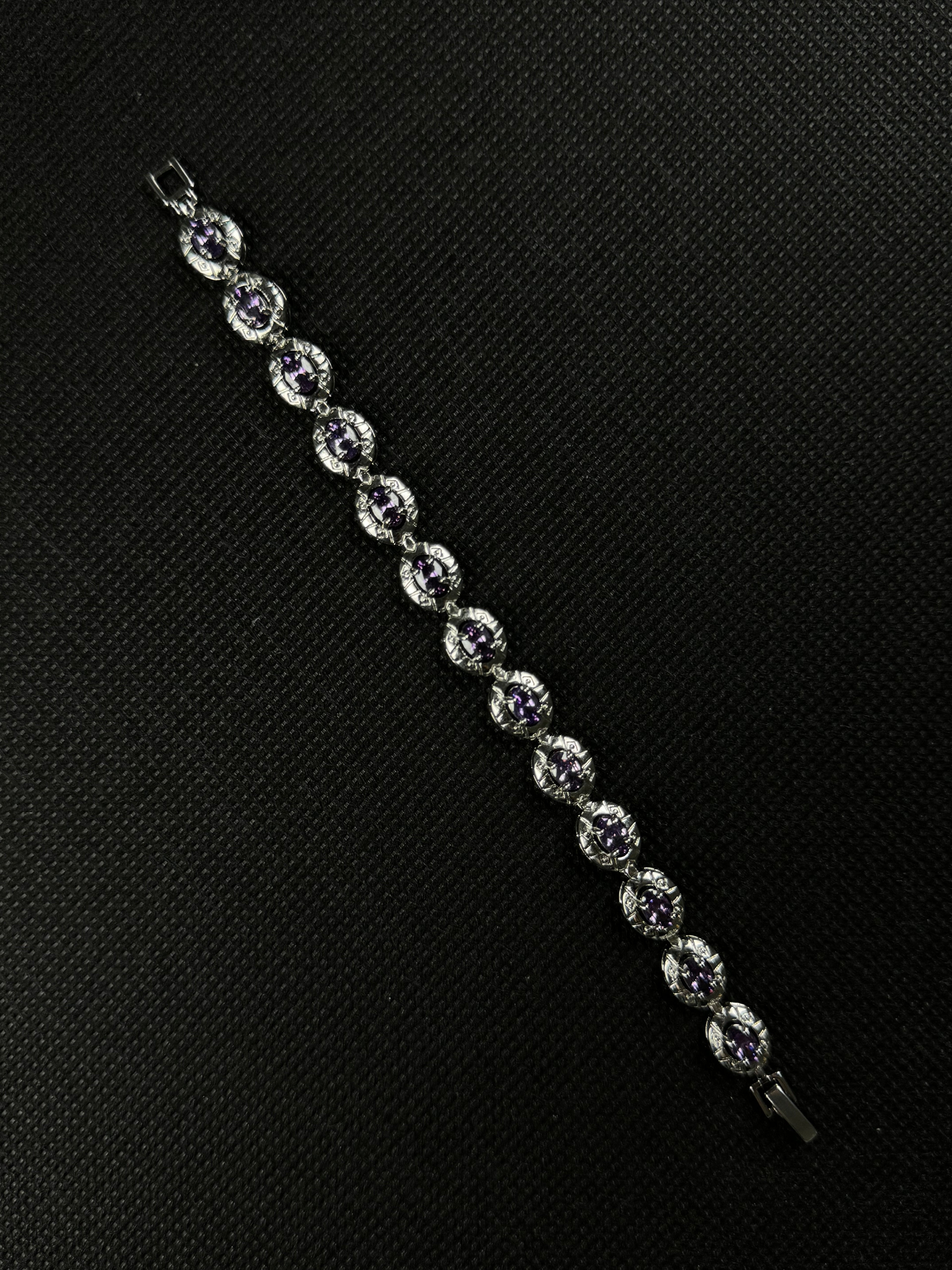Gemstone Bracelet (Purple/Silver)